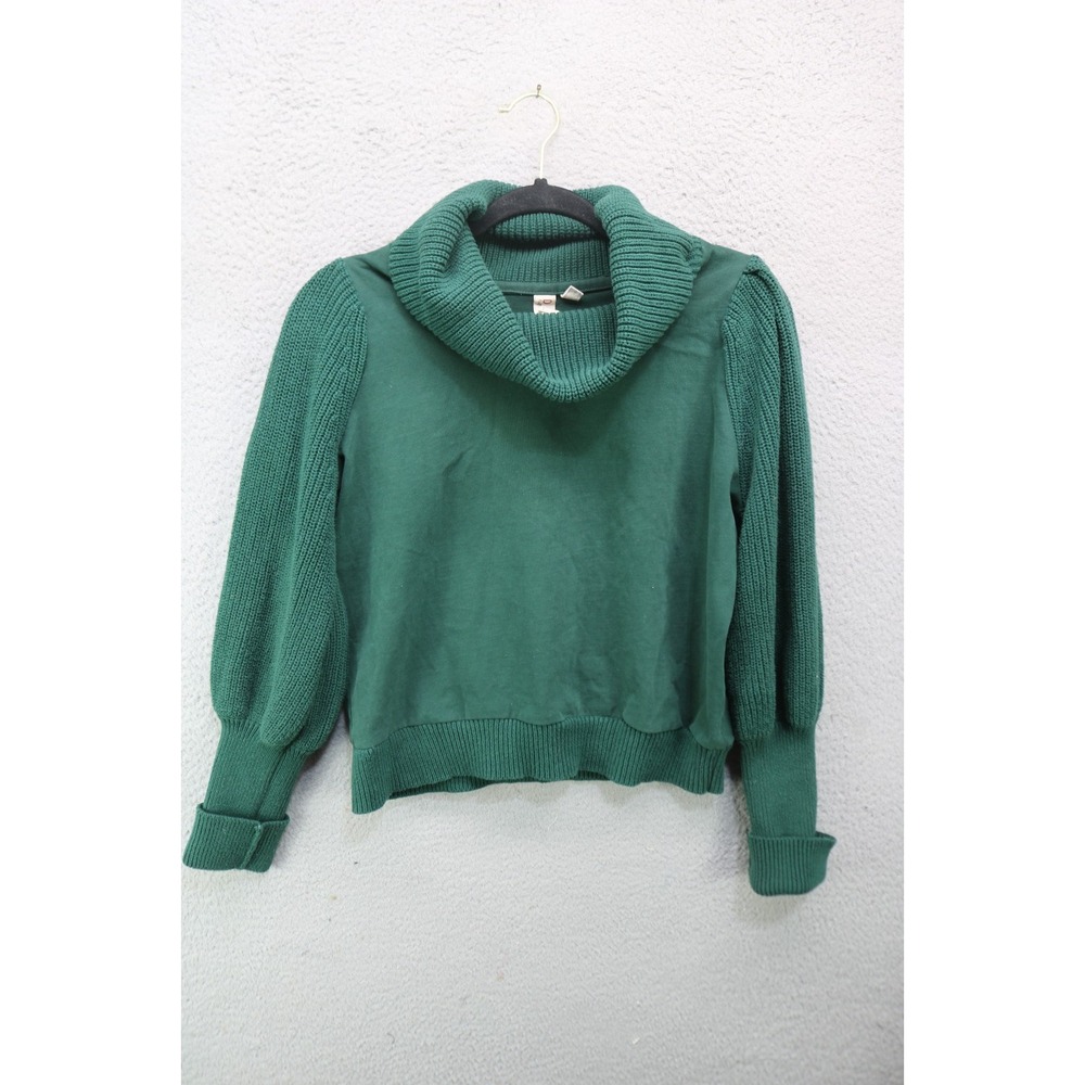 Dolan Green Cowl Neck Sweater-Size Medium-Long Puff Sleeves-Forest Fairy